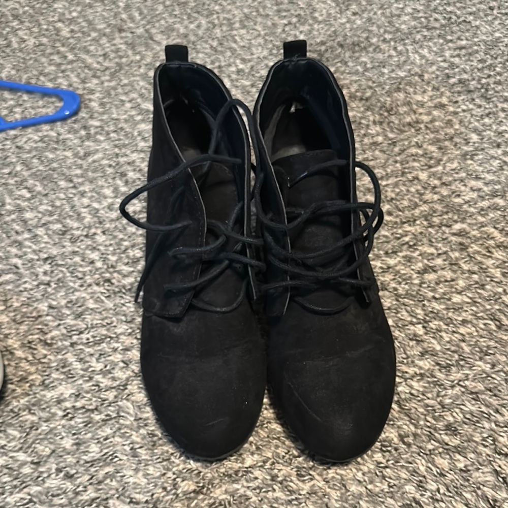 Women's Black Lace-Up Ankle Boots